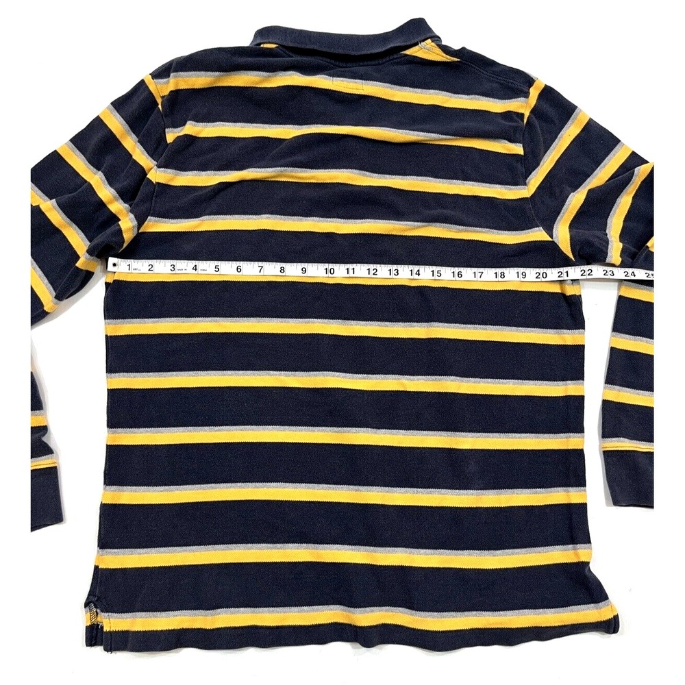 Vintage 90s American‎ Eagle Outfitters Long Sleeve Striped Polo Shirt L USA Made - Picture 4 of 5